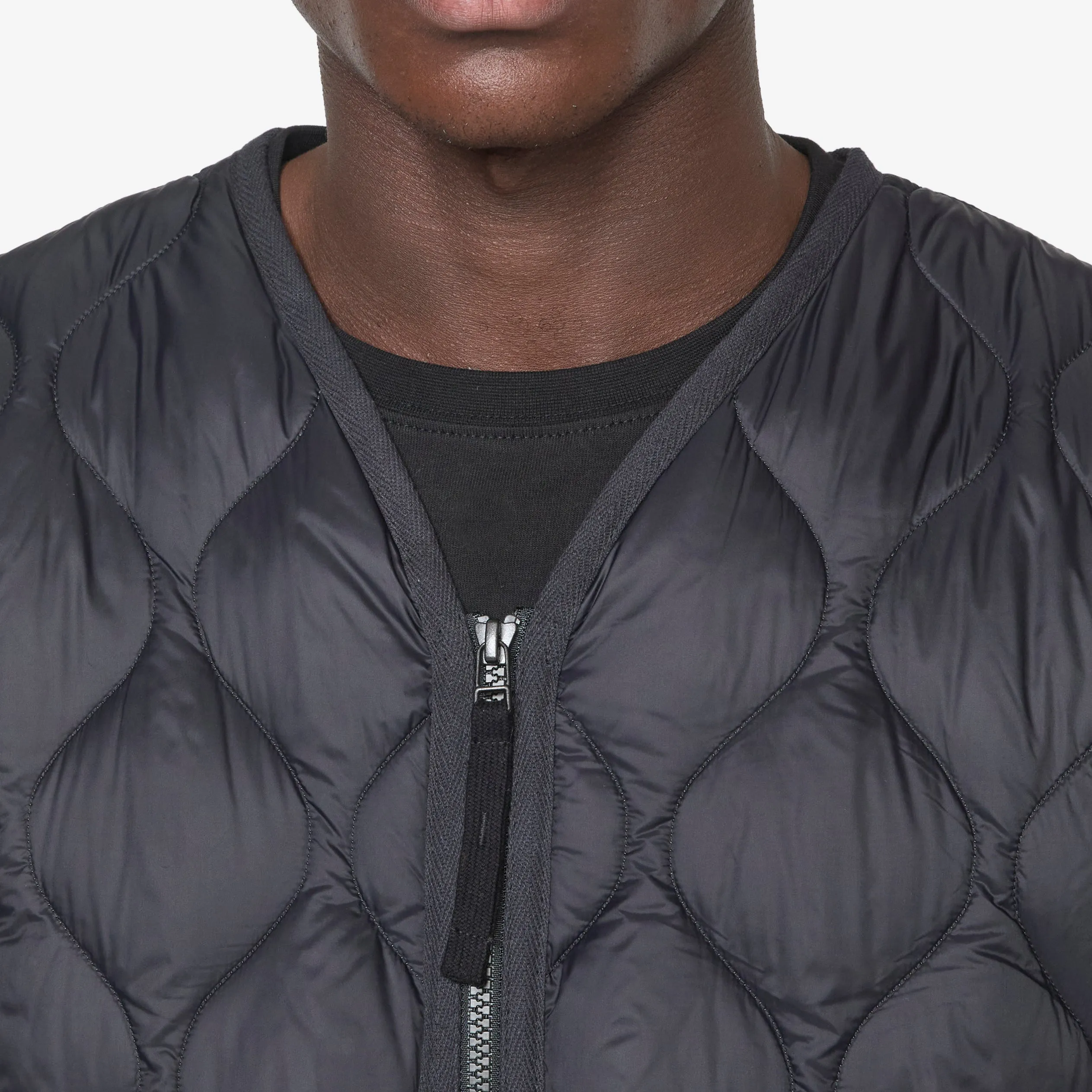 Military W-Zip V-Neck Soft Shell Down Vest Black