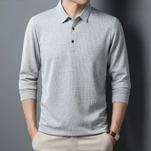 ModeMeister Herren Business Casual Polo Langarm T-Shirt