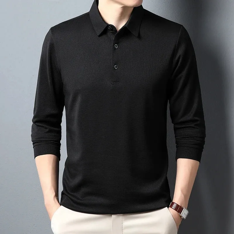 ModeMeister Herren Business Casual Polo Langarm T-Shirt