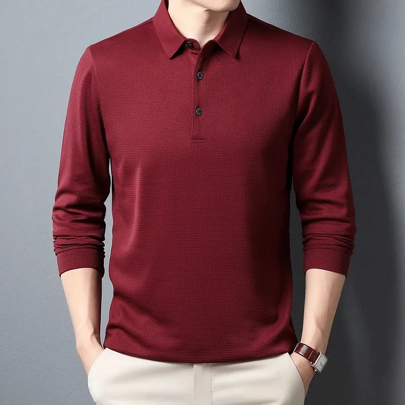 ModeMeister Herren Business Casual Polo Langarm T-Shirt
