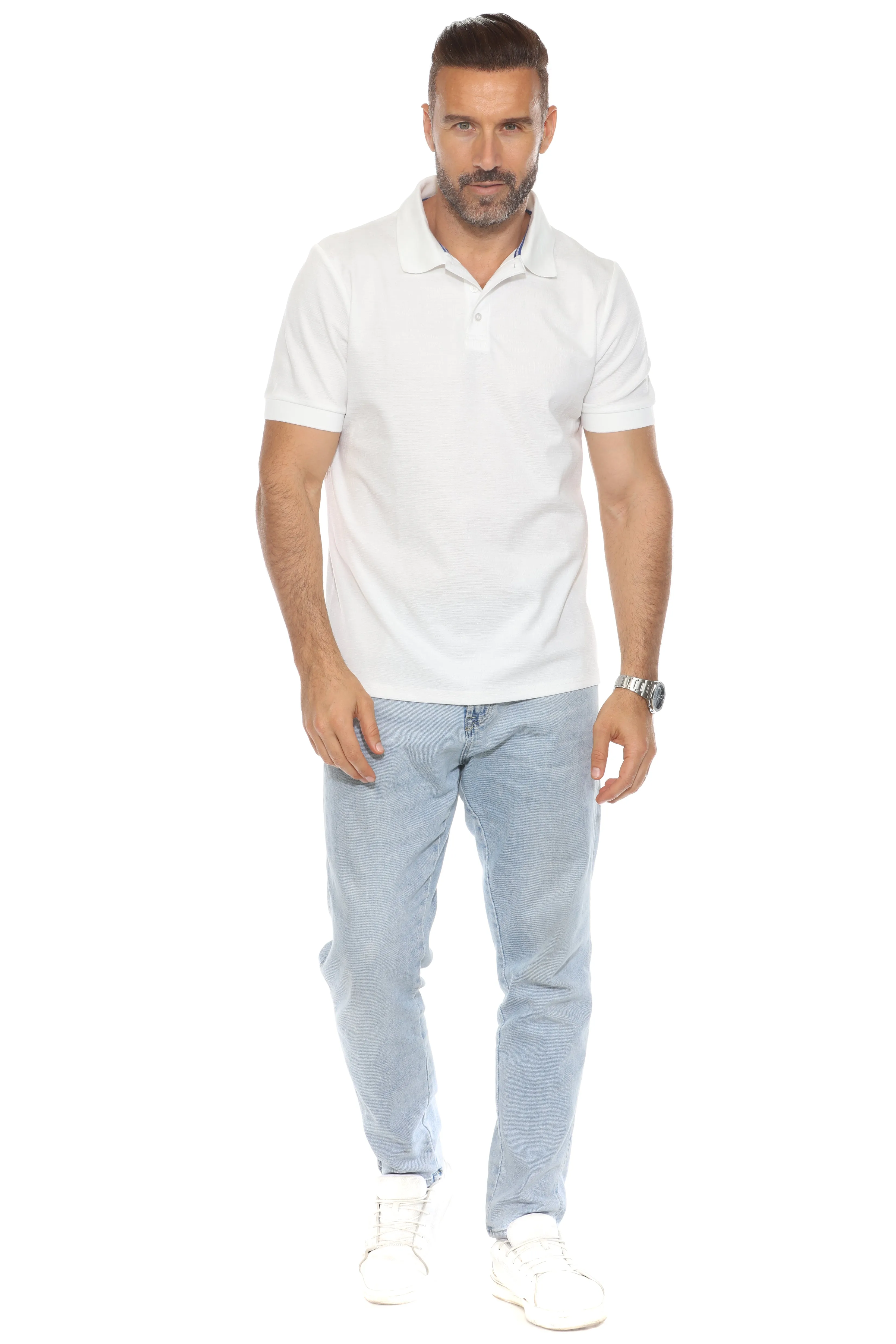Mojito Casual Stylish Textured Polo Shirt