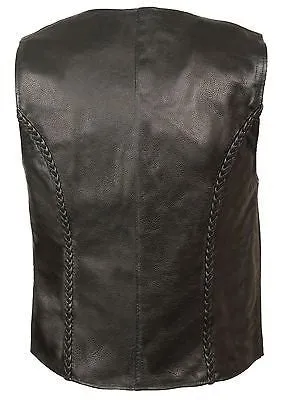 MOTORCYCLE LAMB SKIN  BRAIDED LADIES LEATHER VEST GREAT QUALITY VERY SOFT NEW
