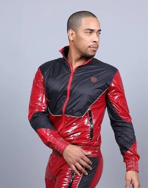 MR. RIEGILLIO Shiny Nylon 24 Tracksuit Jacket Red R1021