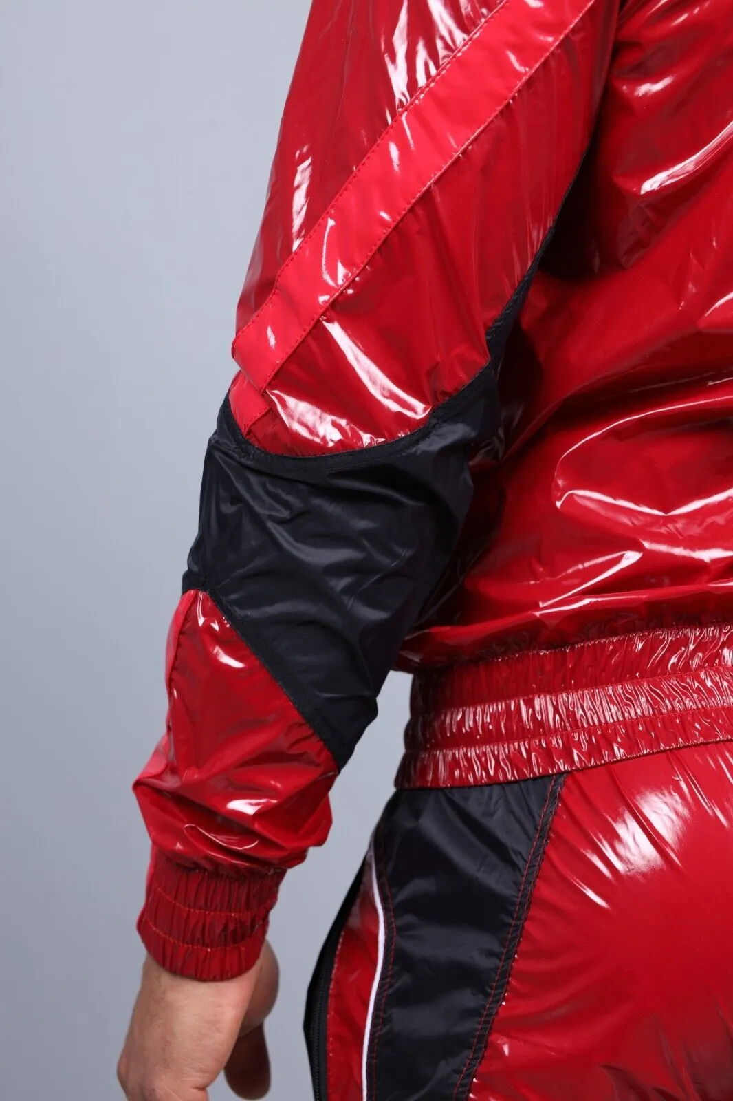 MR. RIEGILLIO Shiny Nylon 24 Tracksuit Jacket Red R1021