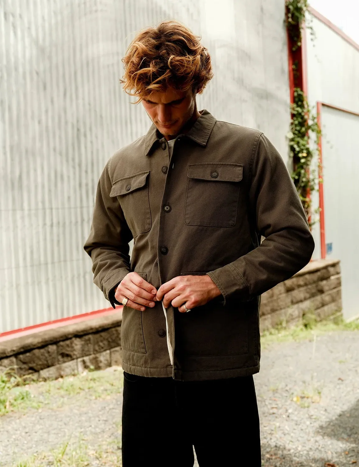 MR SIMPLE COTTON CANVAS STOCKYARD SHERPA JACKET M093416