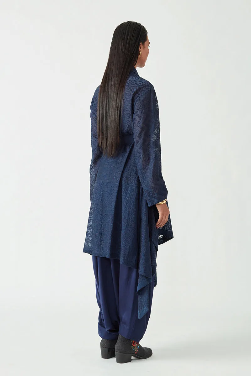 Navy Antonio Embroidered Overlay Jacket