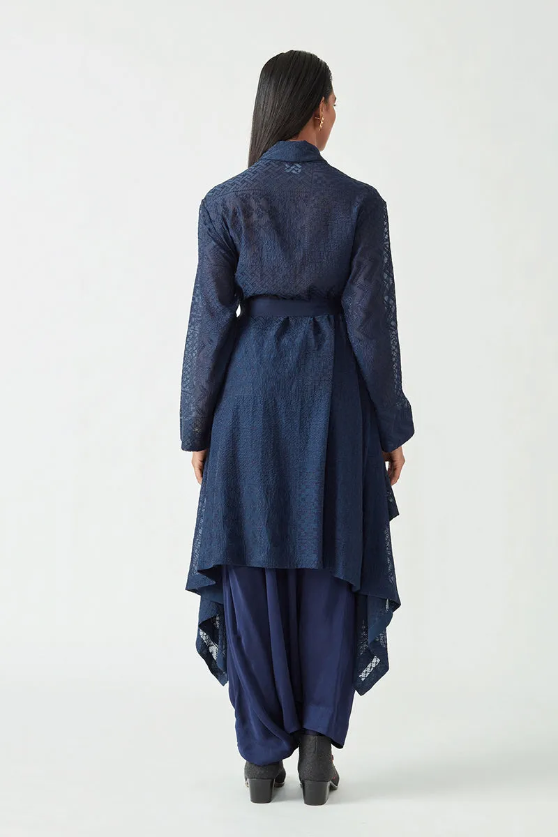 Navy Antonio Embroidered Overlay Jacket