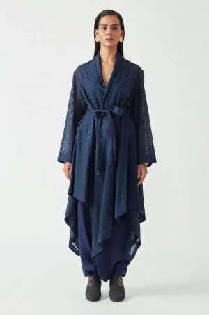 Navy Antonio Embroidered Overlay Jacket