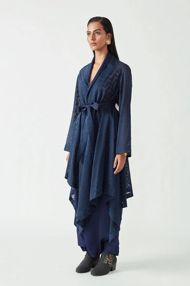 Navy Antonio Embroidered Overlay Jacket