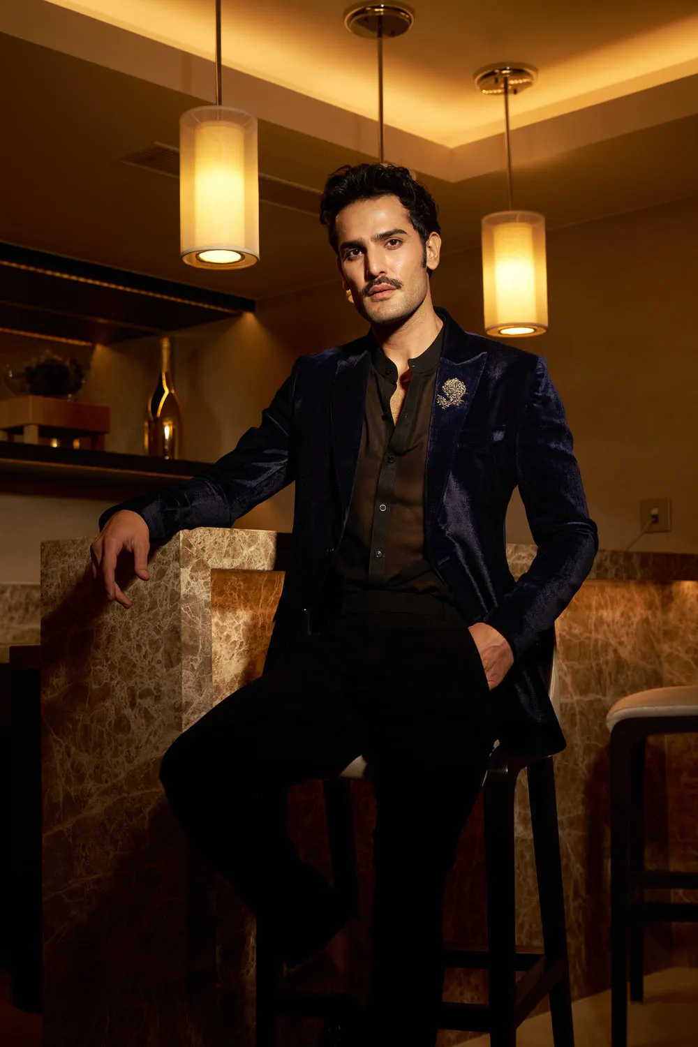 Navy Blue Velvet Jacket