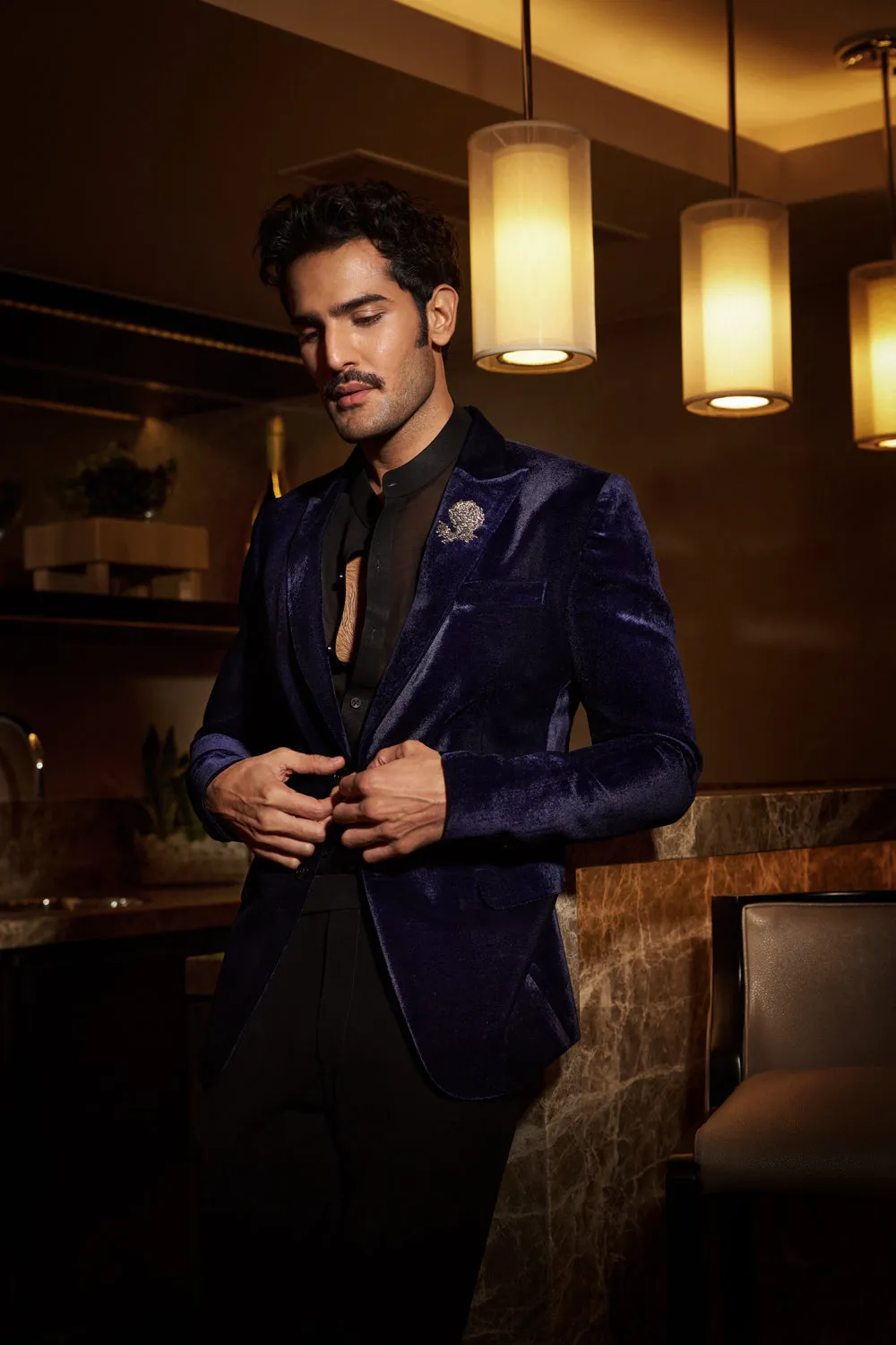 Navy Blue Velvet Jacket