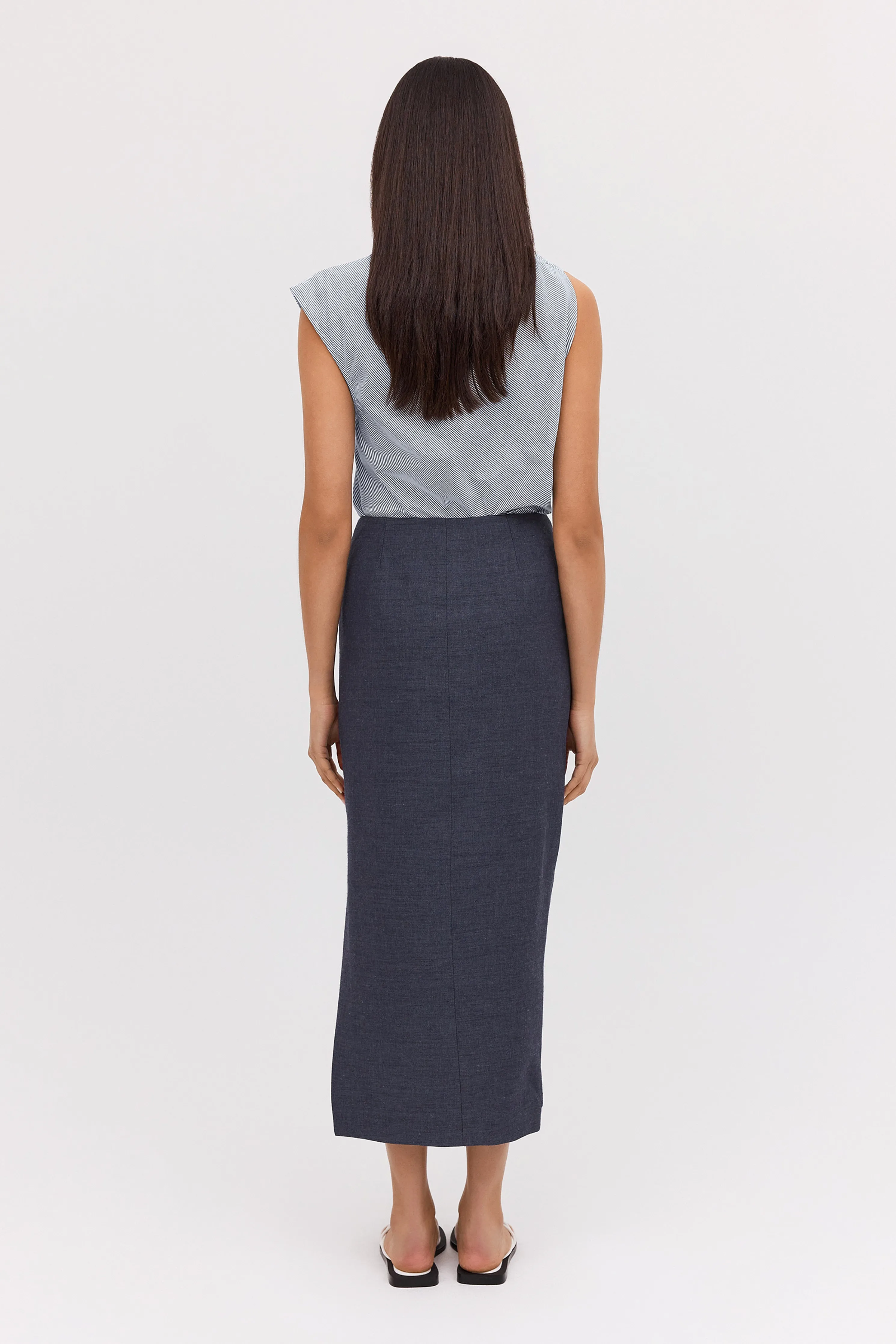 NAVY LINEN UNITY SKIRT