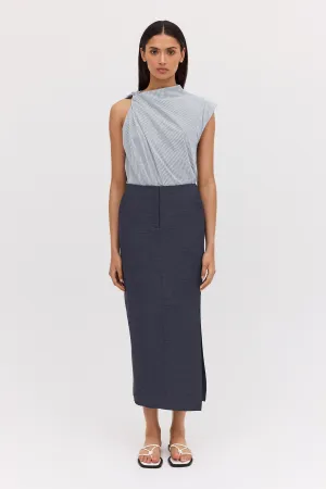 NAVY LINEN UNITY SKIRT