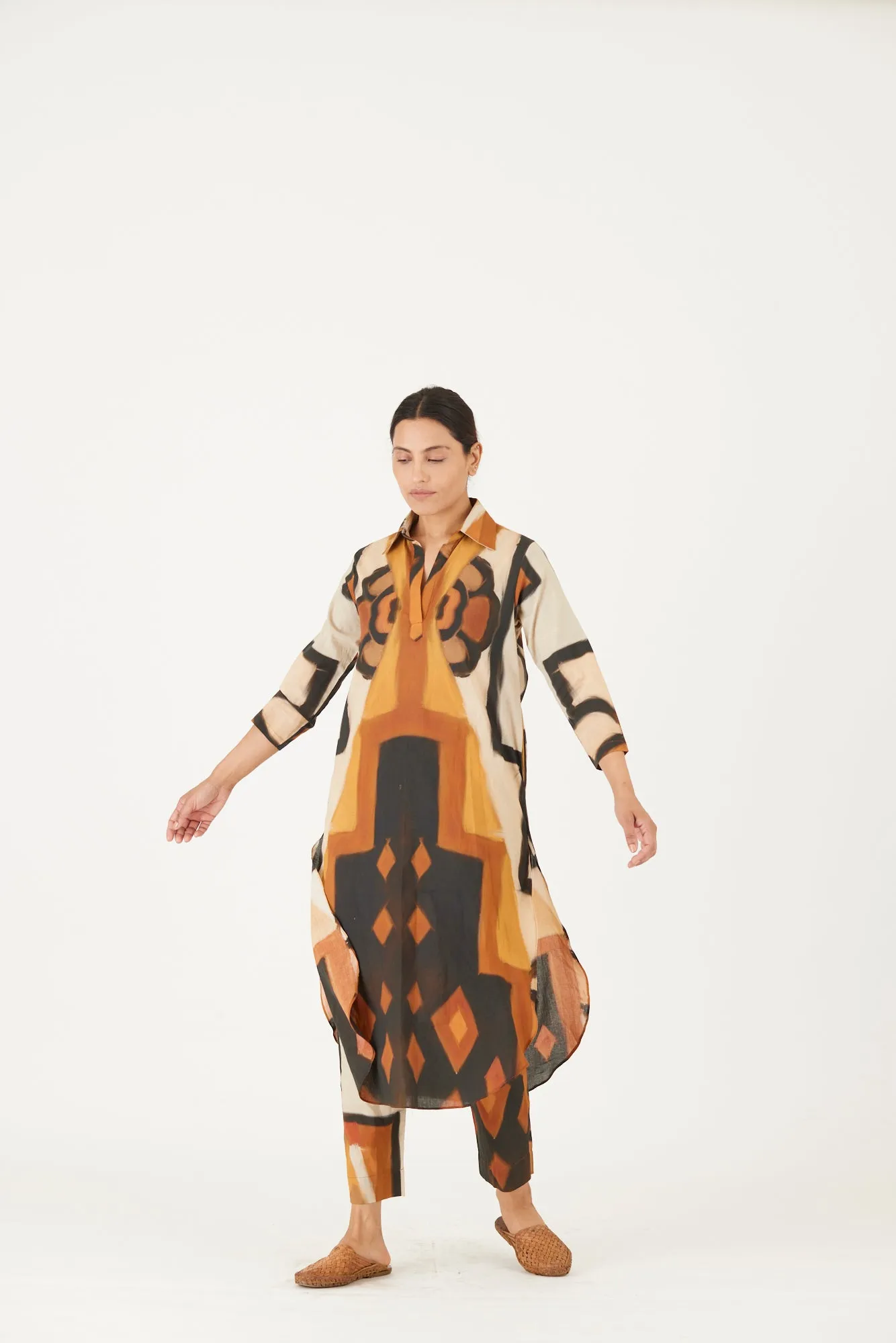 New Season Fall 24/Summer 25-Coord Set-Cotton-Noor Yellow-YAMLS34-Fashion Edit Yam