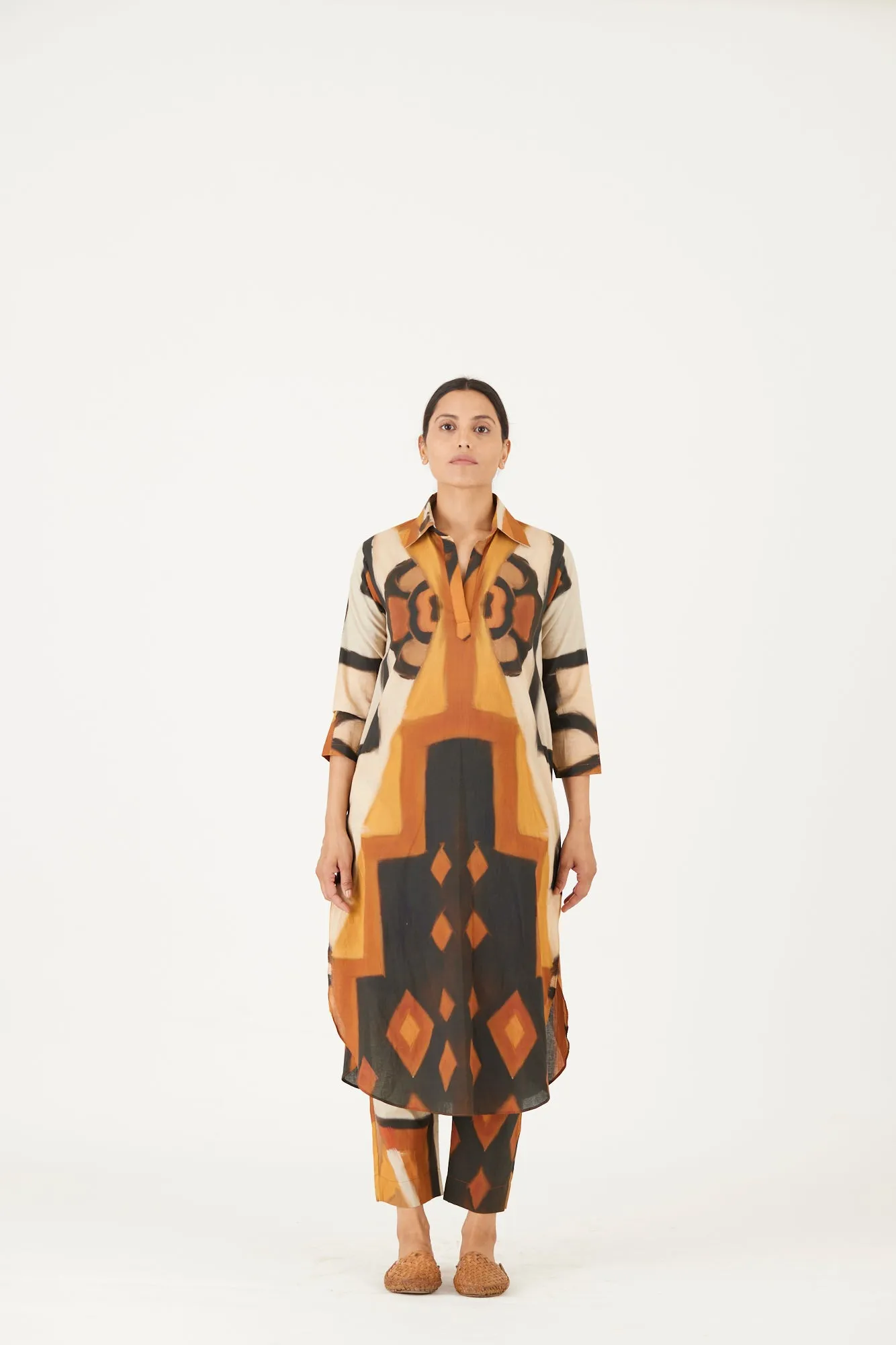 New Season Fall 24/Summer 25-Coord Set-Cotton-Noor Yellow-YAMLS34-Fashion Edit Yam