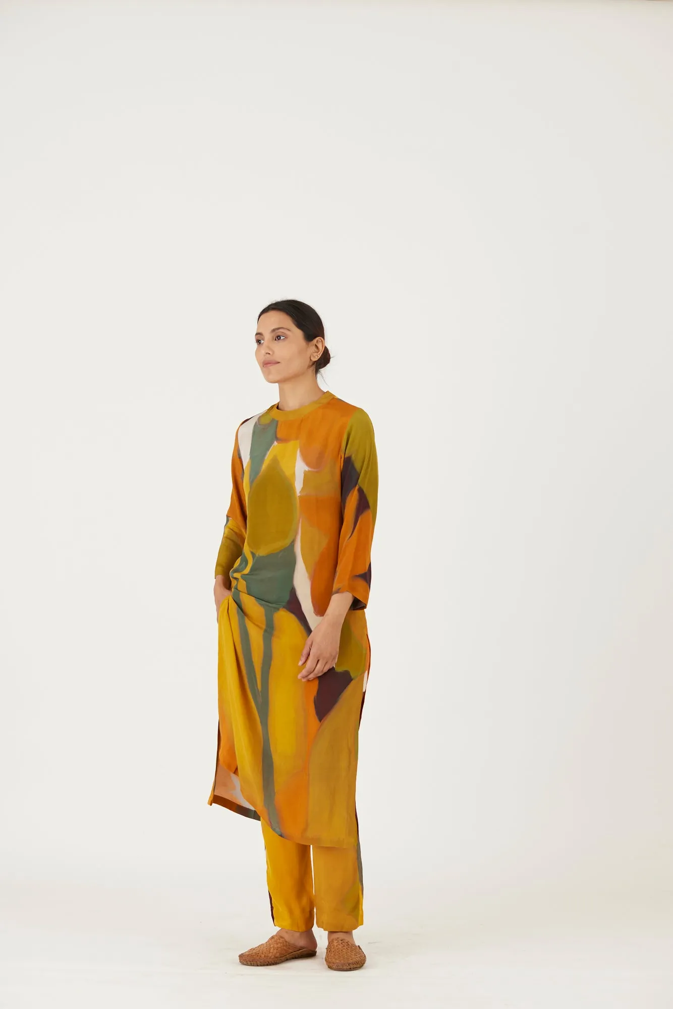 New Season Fall 24/Summer 25-Coord Set-Crepe-Lei Lani Yellow-YAMLS27-Fashion Edit Yam