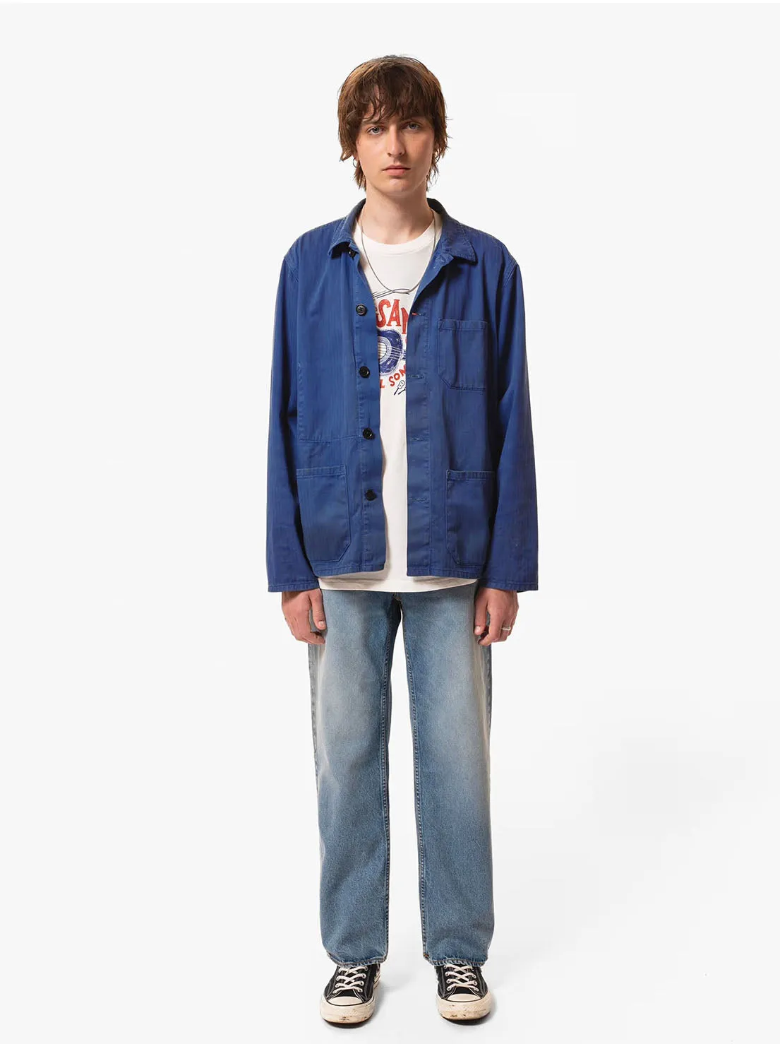 Nudie - Buddy Herrringbone Chore Jacket - Blue