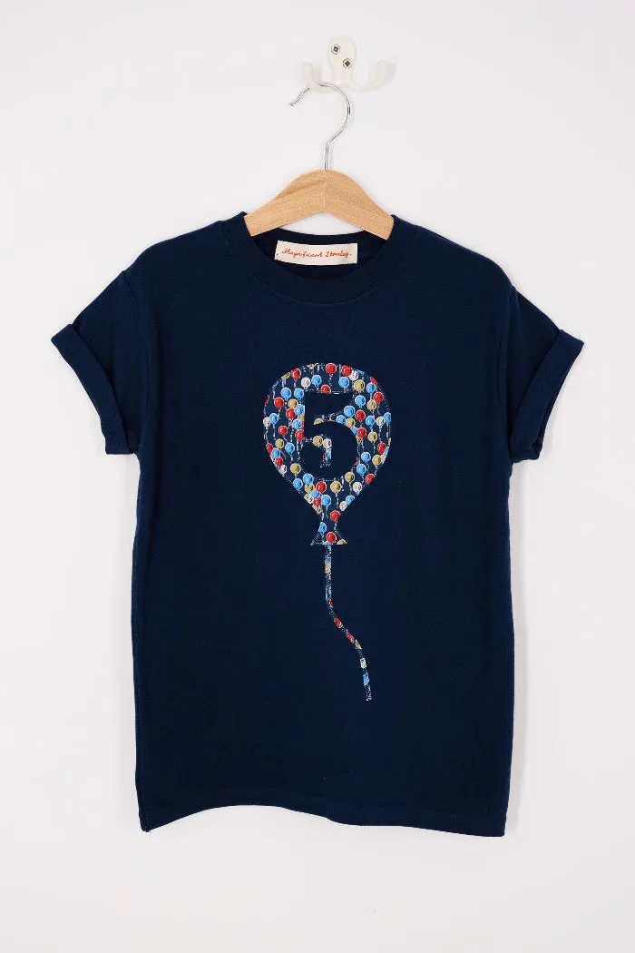 Number Balloon Navy T-Shirt in Choice of Liberty Print
