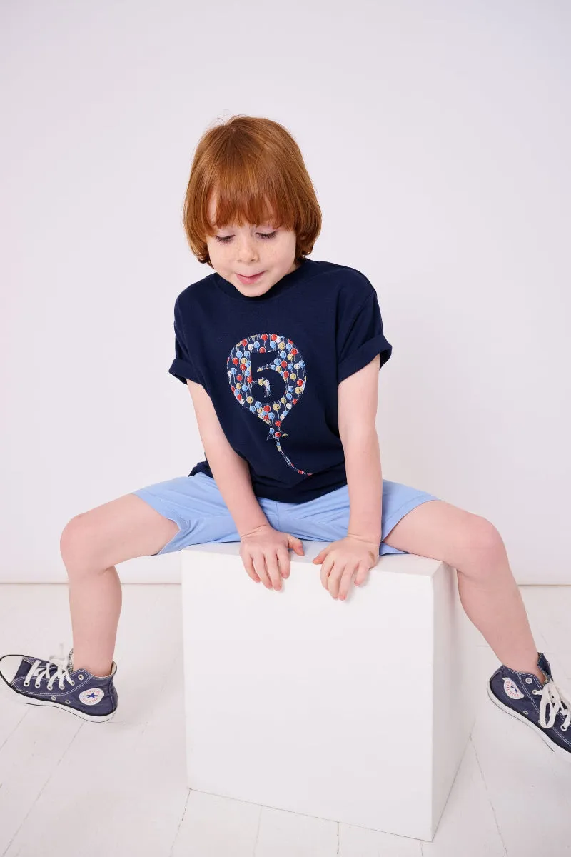 Number Balloon Navy T-Shirt in Choice of Liberty Print