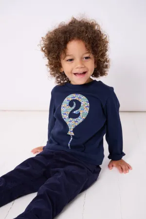 Number Balloon Navy T-Shirt in Choice of Liberty Print