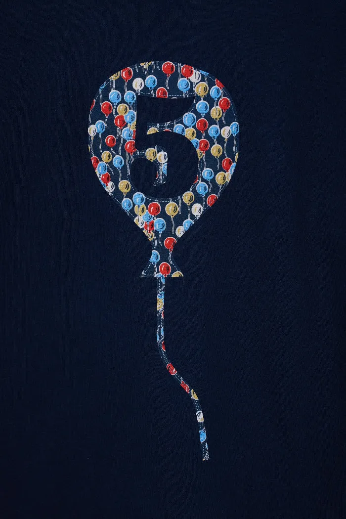 Number Balloon Navy T-Shirt in Choice of Liberty Print