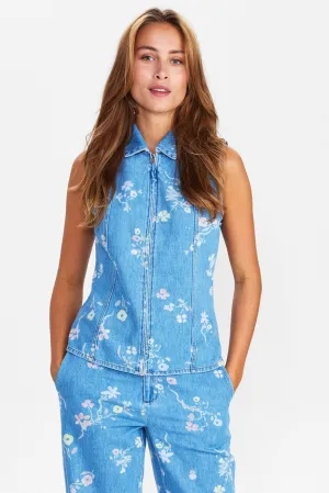 NUPETRA SL TOP - Light Blue Denim