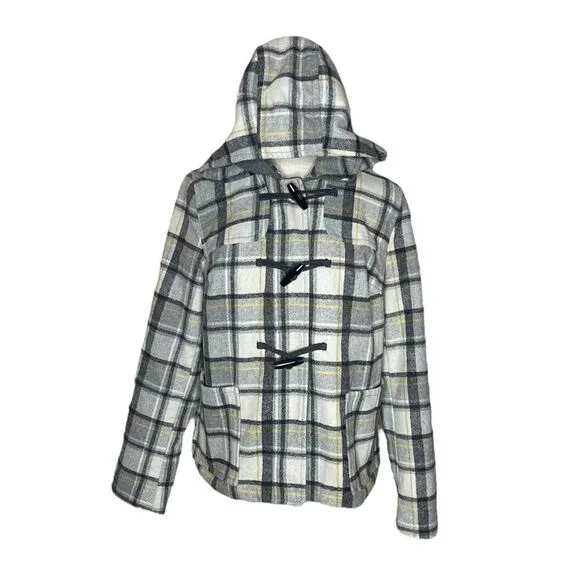 Old Navy Plaid Toggle Pea Coat