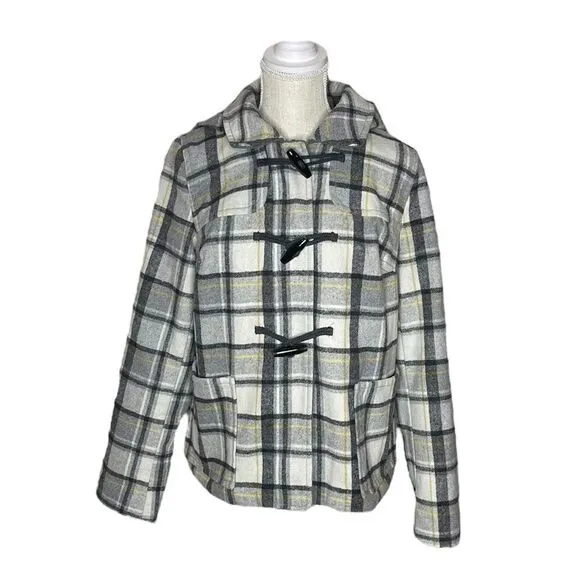 Old Navy Plaid Toggle Pea Coat