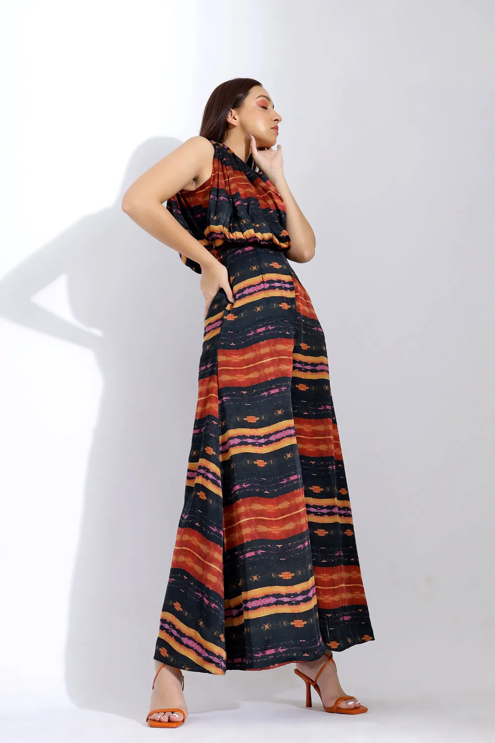 One Shoulder Drape Jumpsuit