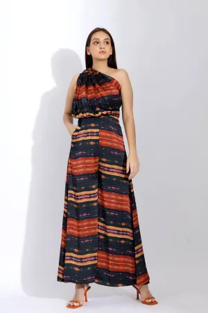 One Shoulder Drape Jumpsuit