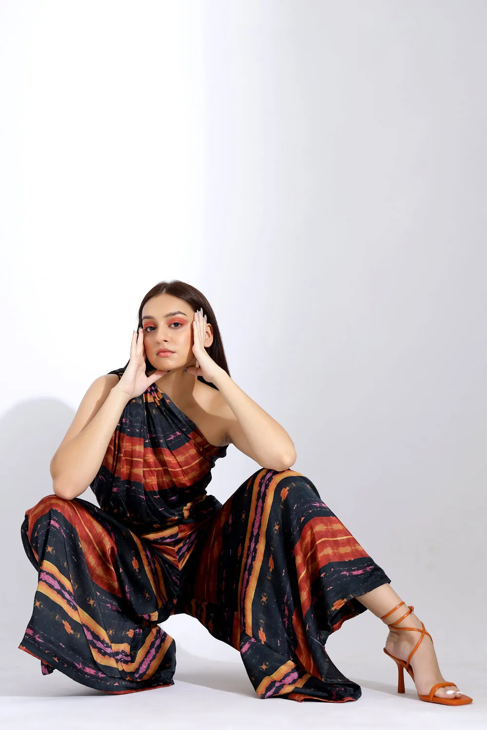 One Shoulder Drape Jumpsuit