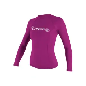 O'Neill - Womens Basic Skins L/S Crew Rash Vest - Fox Pink