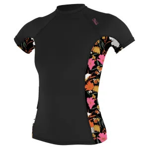 O'Neill Womens Side Print Rash Guard - Black/Bluemchen
