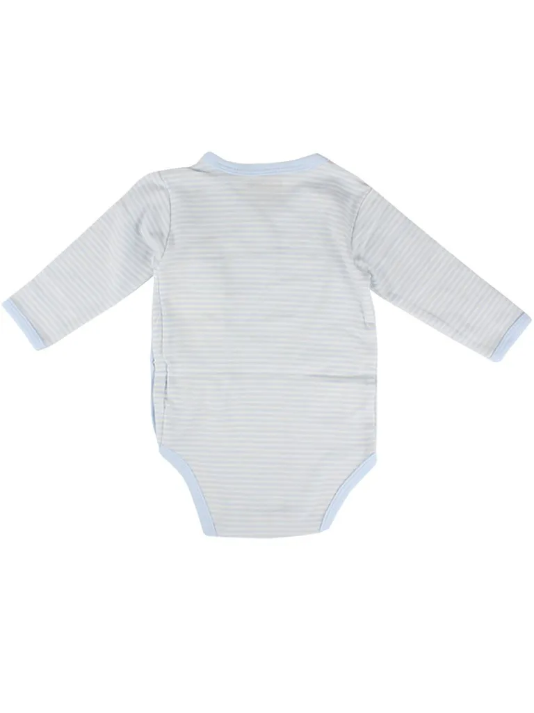Organic Cotton Light Blue Stripe Long Sleeve Vest