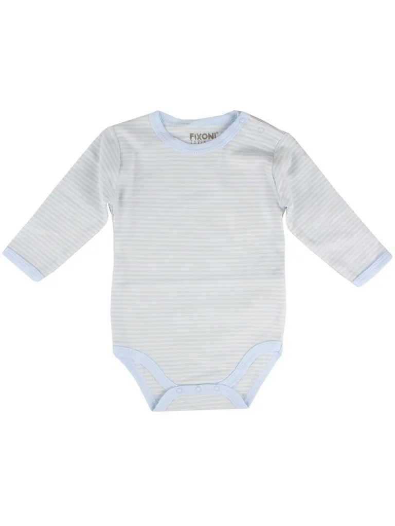 Organic Cotton Light Blue Stripe Long Sleeve Vest
