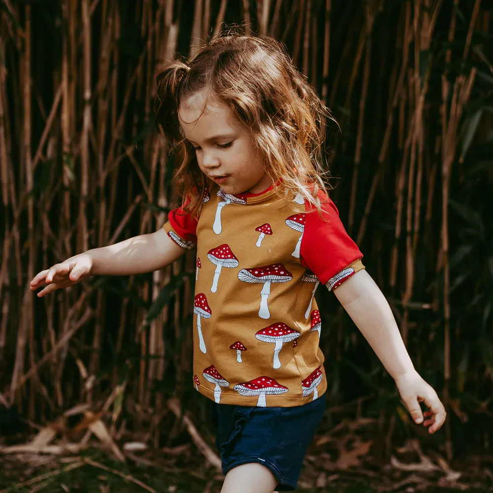 Organic Cotton Shortsleeve Mushroom Raglan