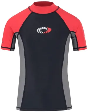 Osprey Kids Short Sleeve Rash Vest Top Black/Red UPF 50  Size S