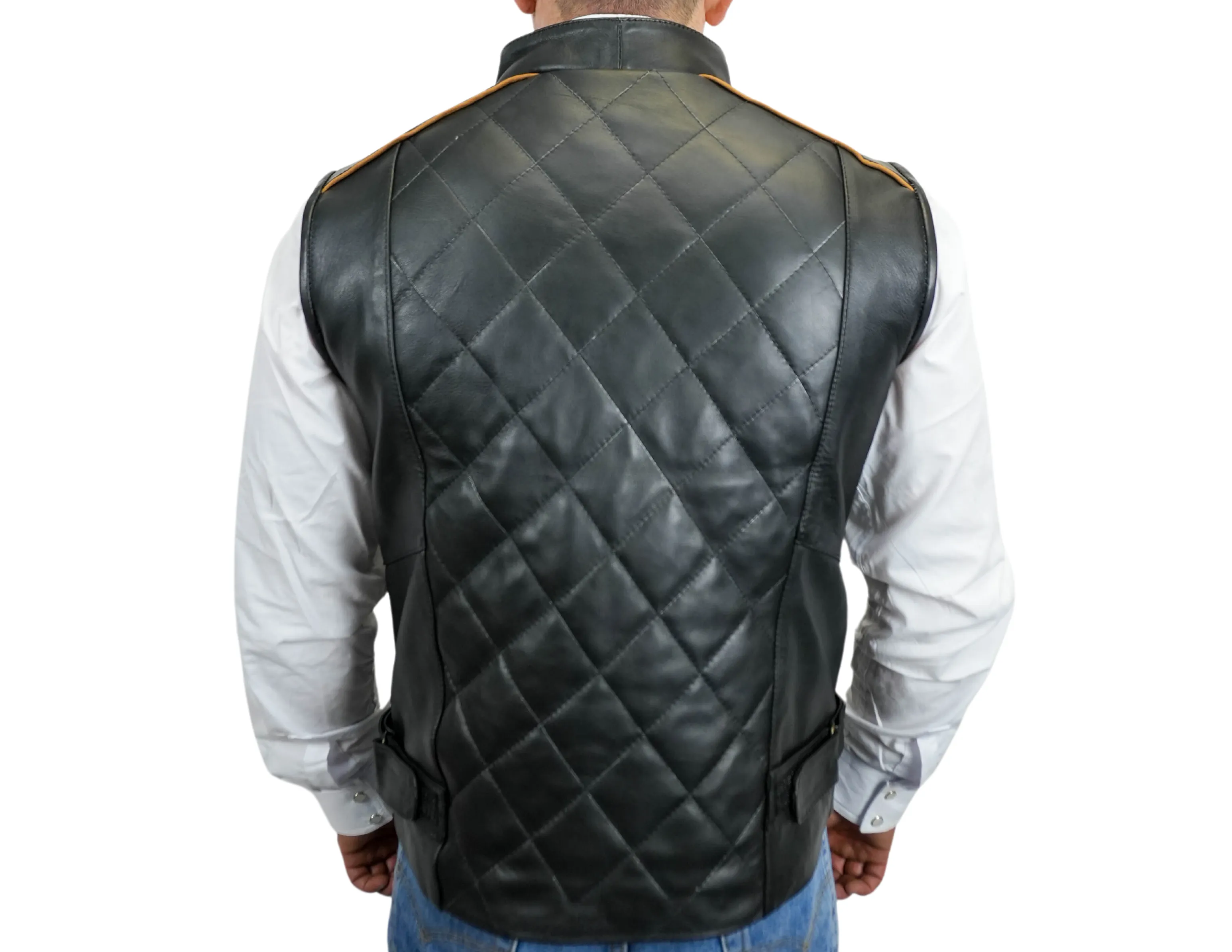 Paolo Black Leather Vest