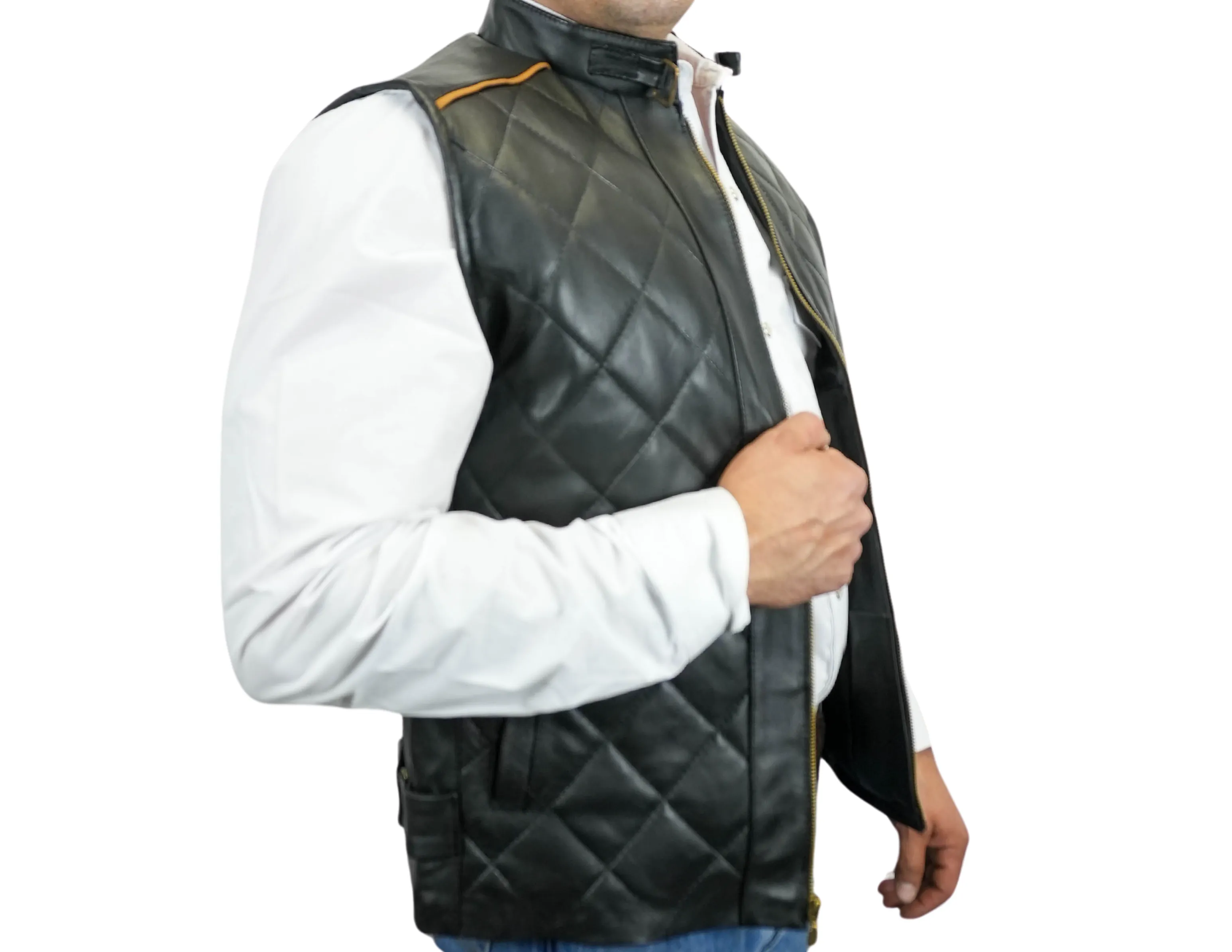 Paolo Black Leather Vest