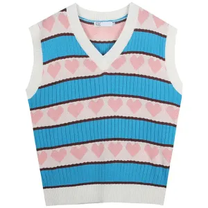 Pastel Heart Sweater Vest for Y2K Style Outfits