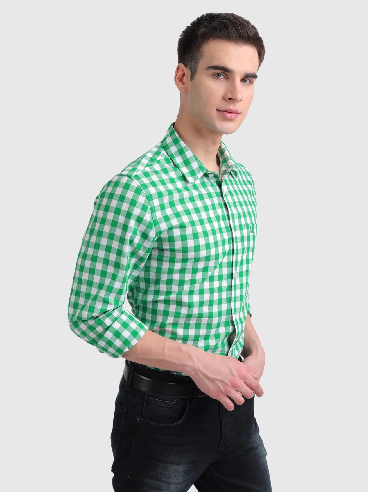 Peached Poplin Checks Shirt