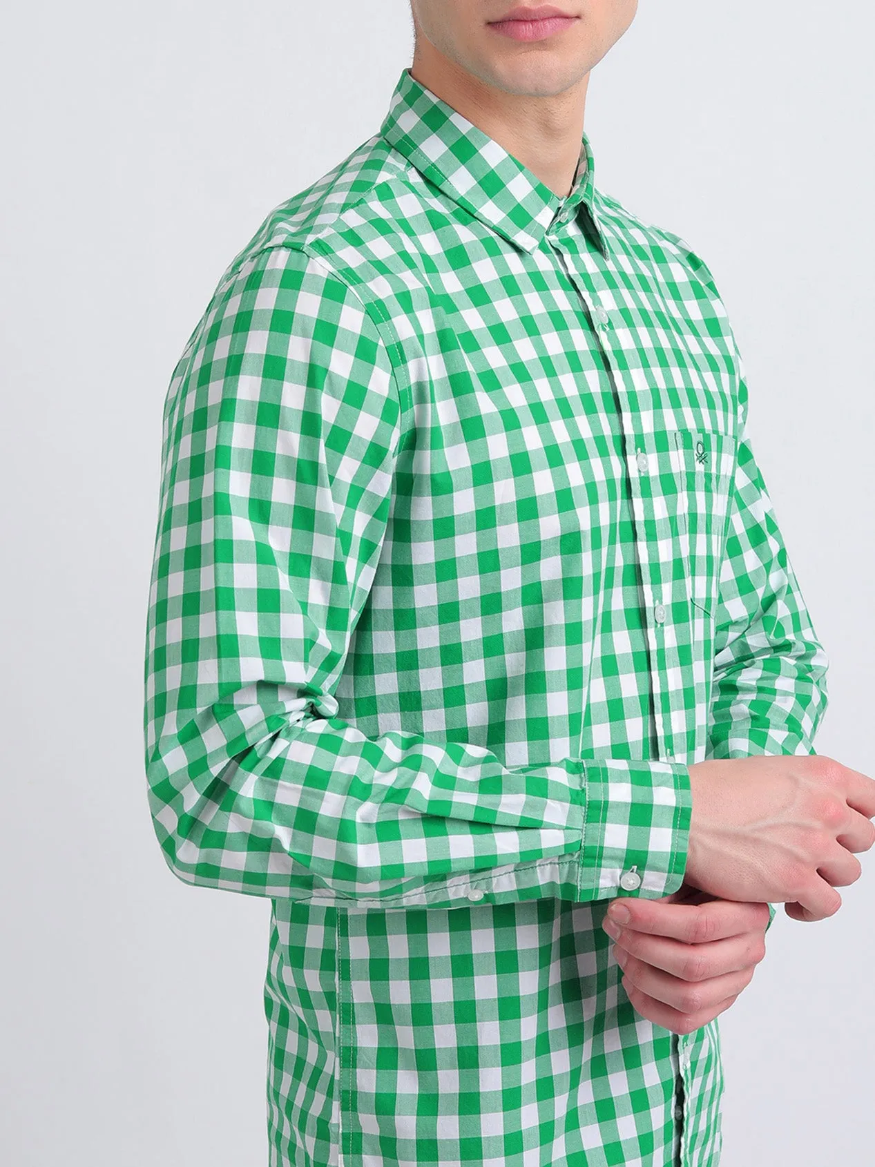 Peached Poplin Checks Shirt