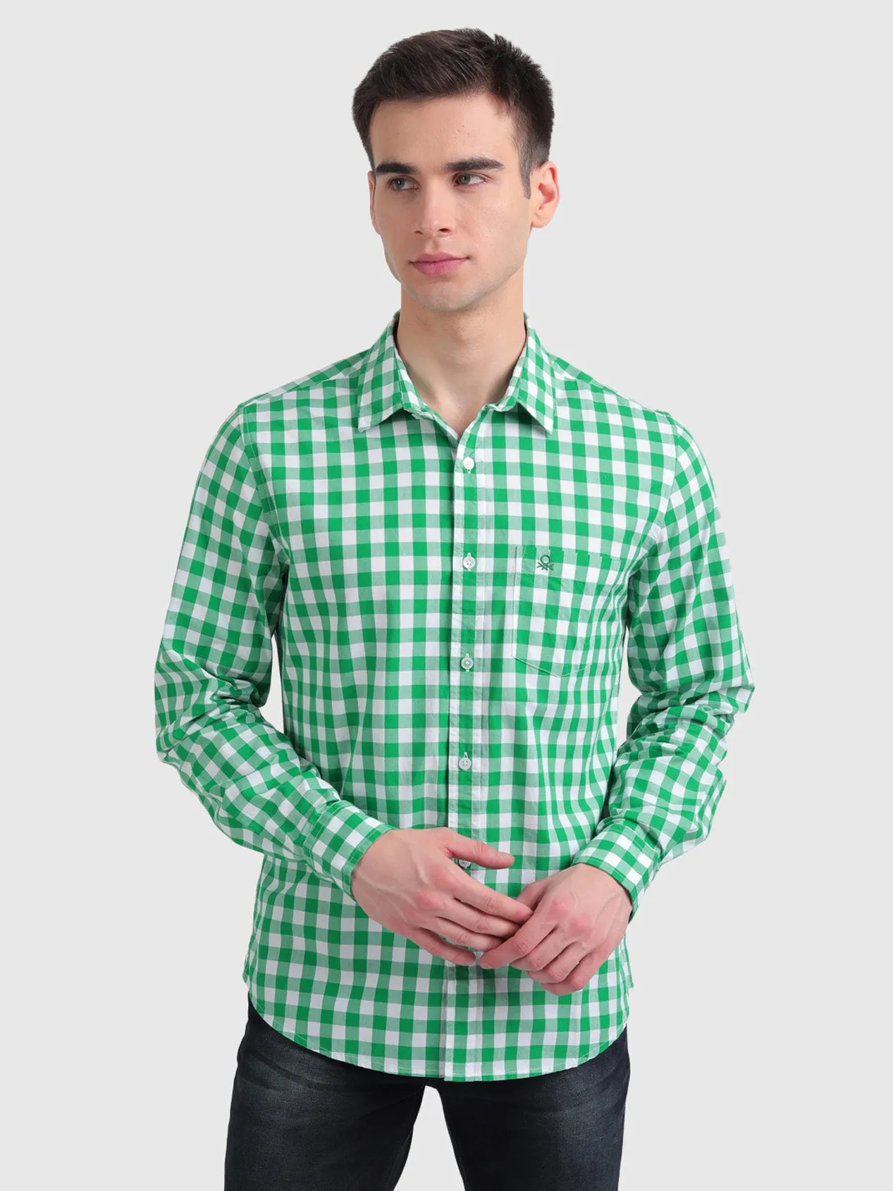 Peached Poplin Checks Shirt