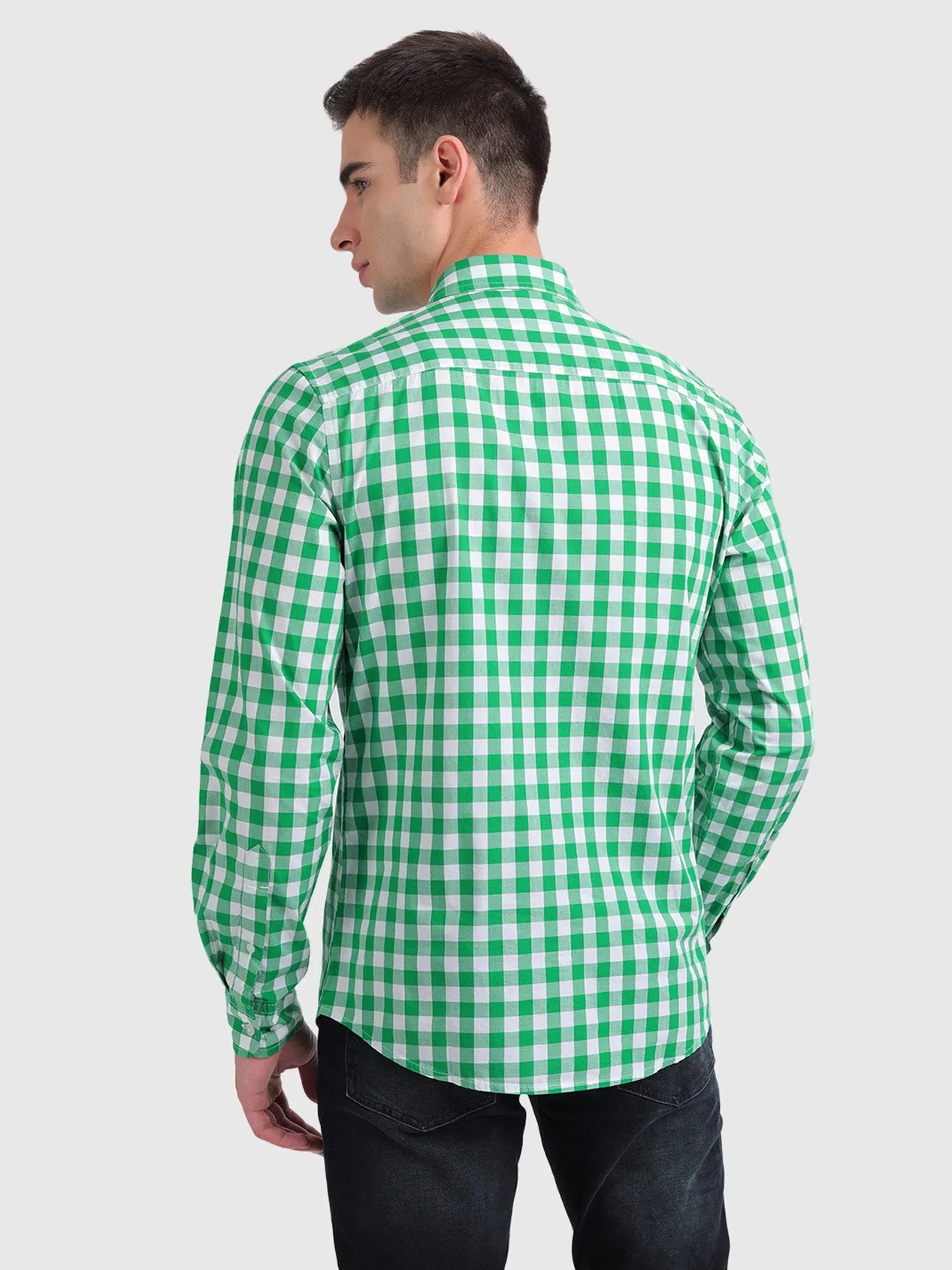 Peached Poplin Checks Shirt