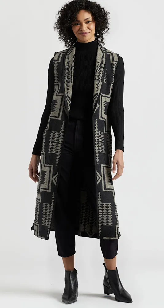 Pendleton HARDING LONG WOOL VEST Black & Grey