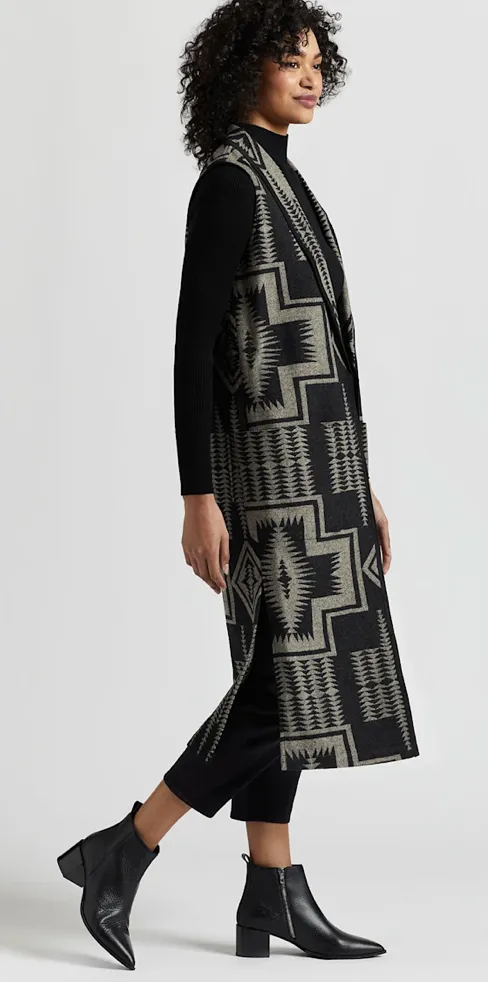 Pendleton HARDING LONG WOOL VEST Black & Grey