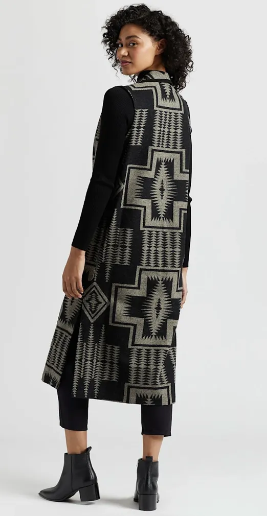 Pendleton HARDING LONG WOOL VEST Black & Grey