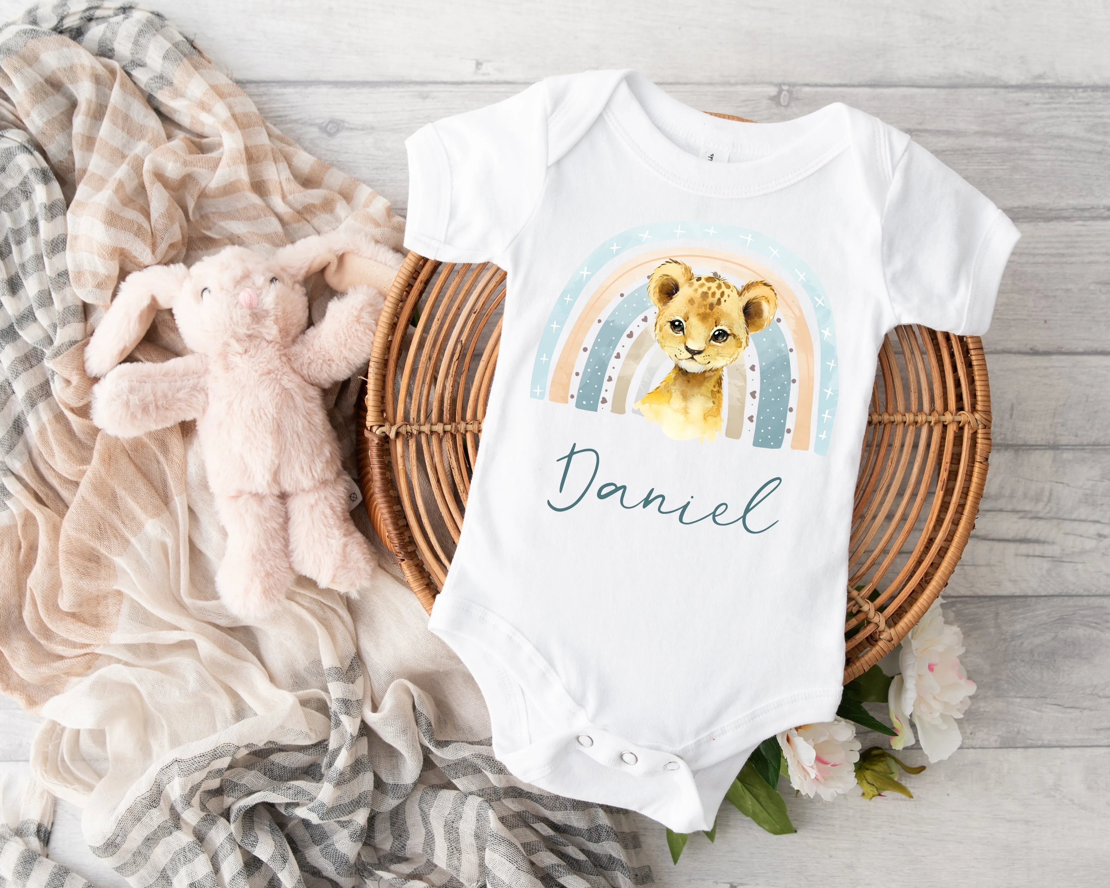 Personalised Cute Lion Baby Vest