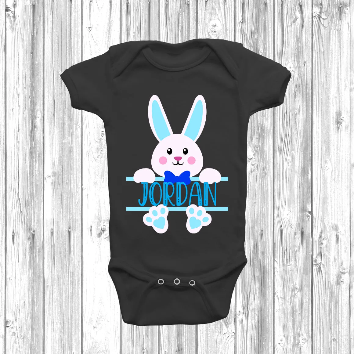 Personalised Easter Bunny Boys Baby Grow