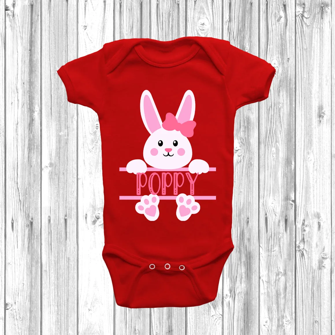 Personalised Easter Bunny Girls Baby Grow
